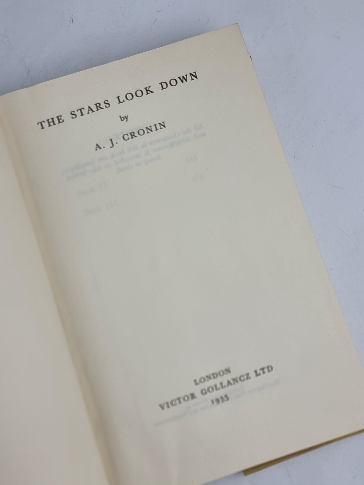 The Stars Look Down, A.J. Cronin — 1st Edition
