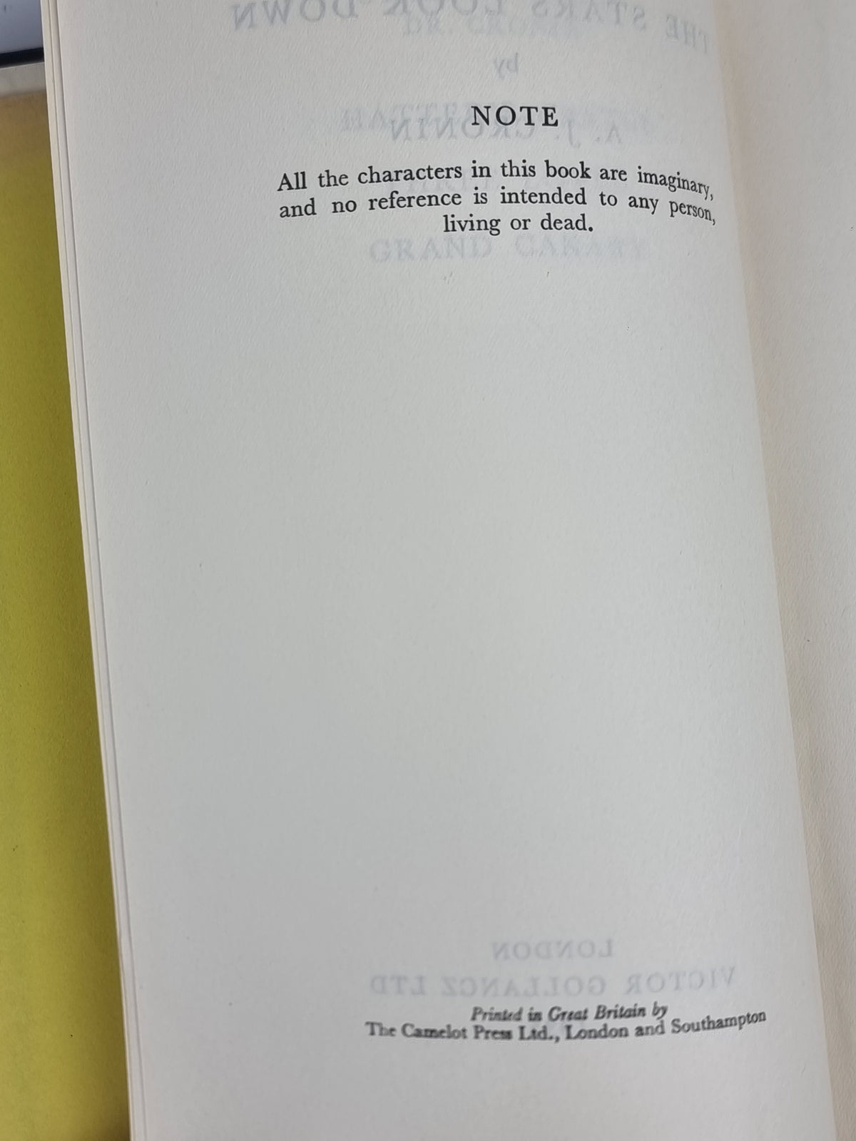 The Stars Look Down, A.J. Cronin — 1st Edition