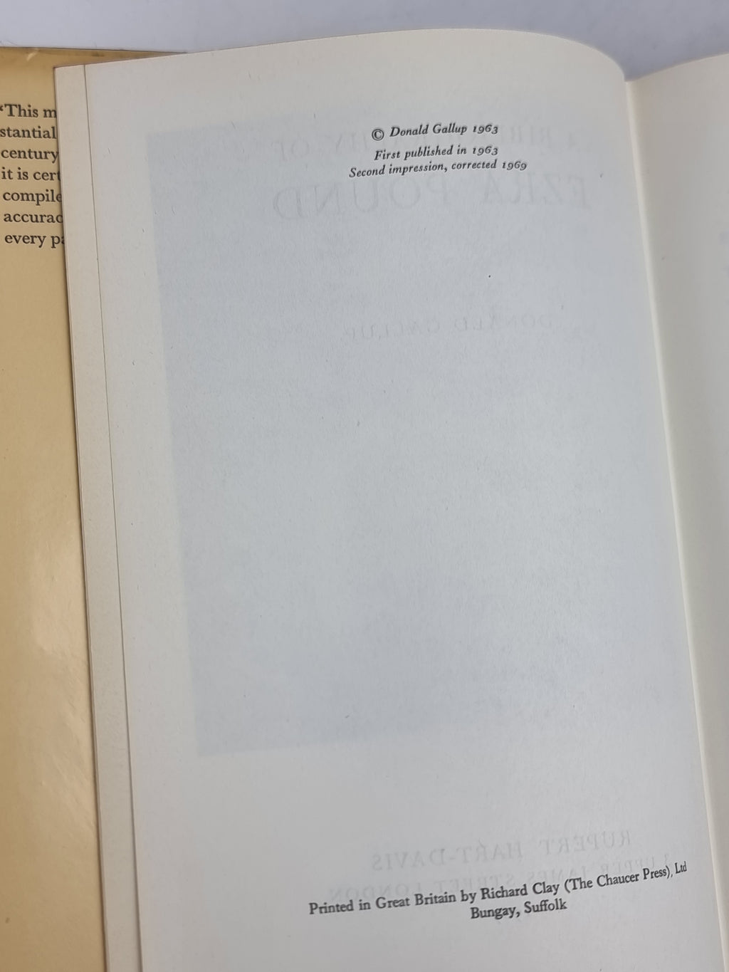 A Bibliography of Ezra Pound, Donald Gallup — 2nd Impression, Corrected