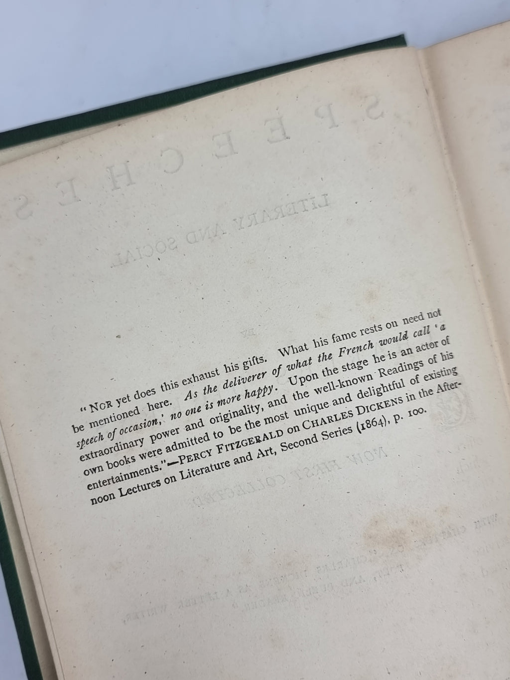 Speeches: Literary and Social, Charles Dickens — 1st Edition
