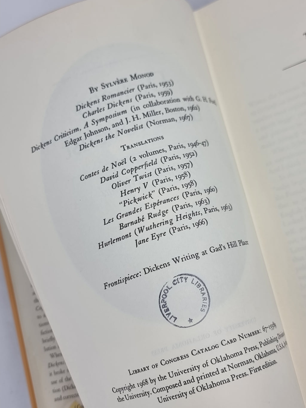 Dickens the Novelist, Sylvère Monod — 1st Edition