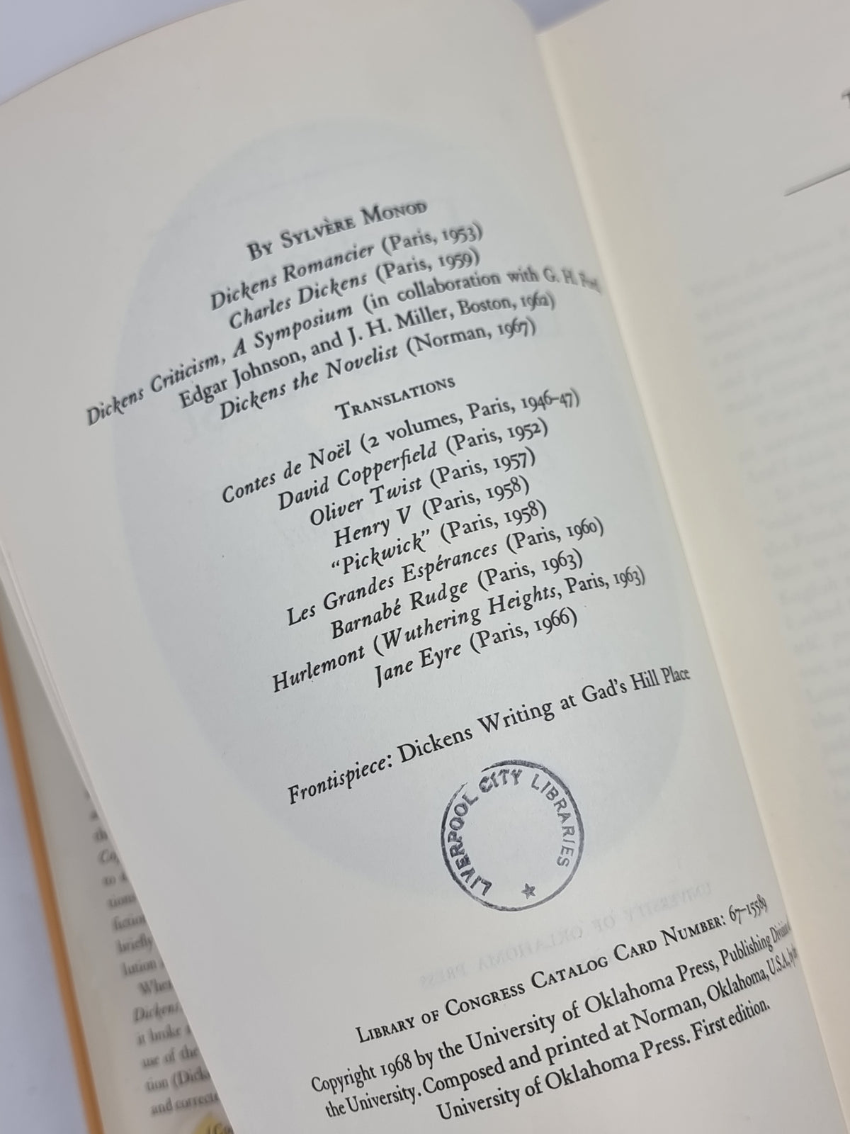 Dickens the Novelist, Sylvère Monod — 1st Edition