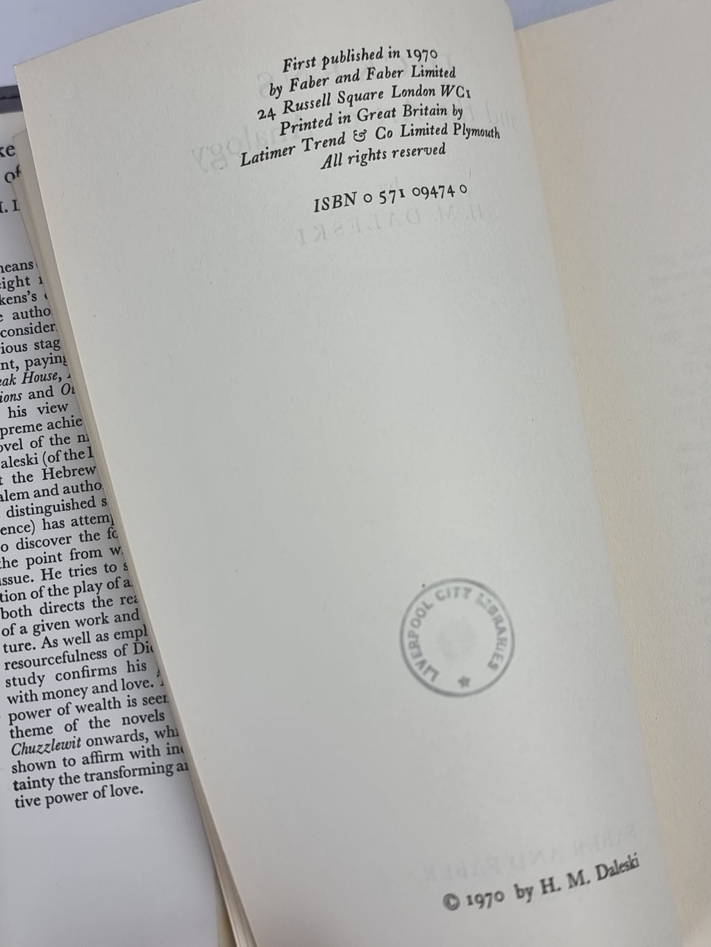 Dickens and the Art of Analogy, H. M. Daleski — 1st Edition