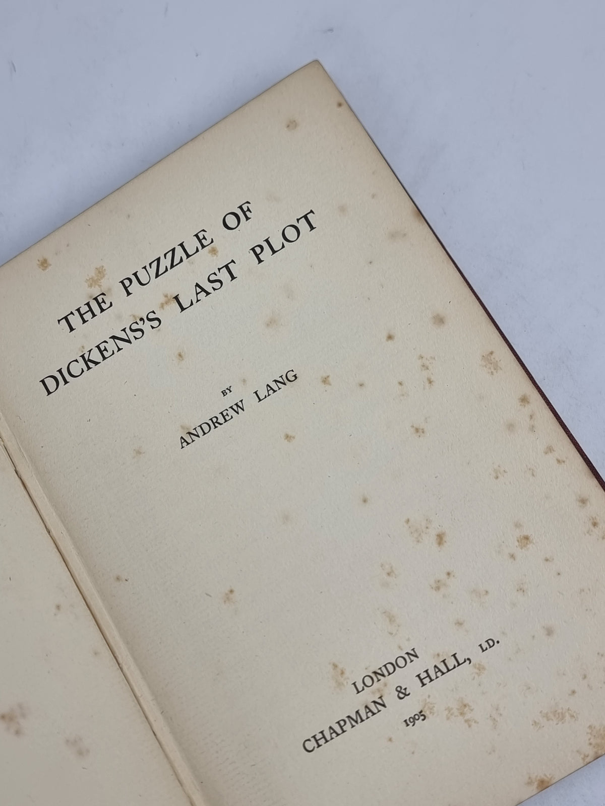 The Puzzle of Dickens's Last Plot, Andrew Lang — 1st Edition