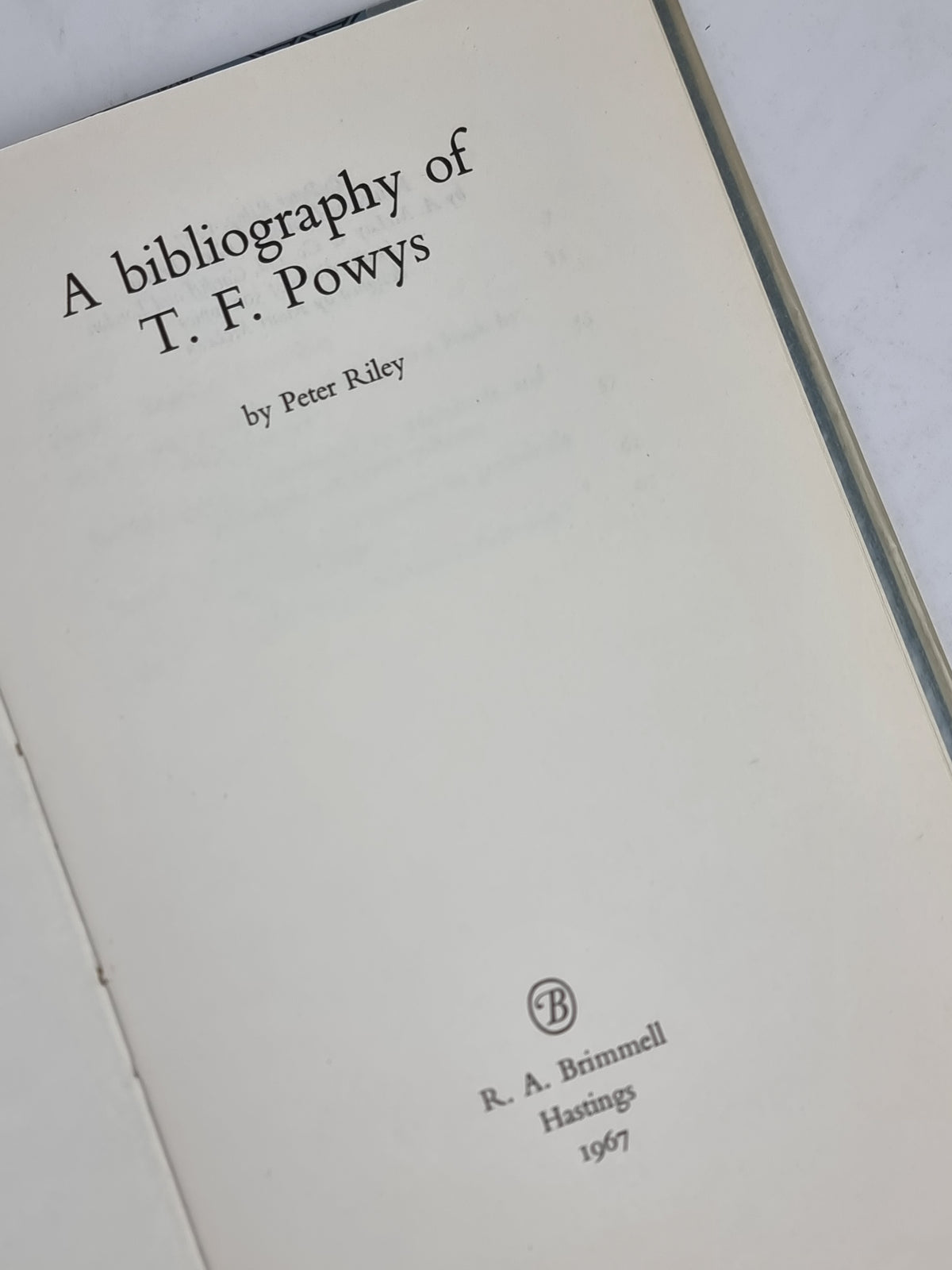 A Bibliography of T. F. Powys, Peter Riley — 1st Edition, Limited