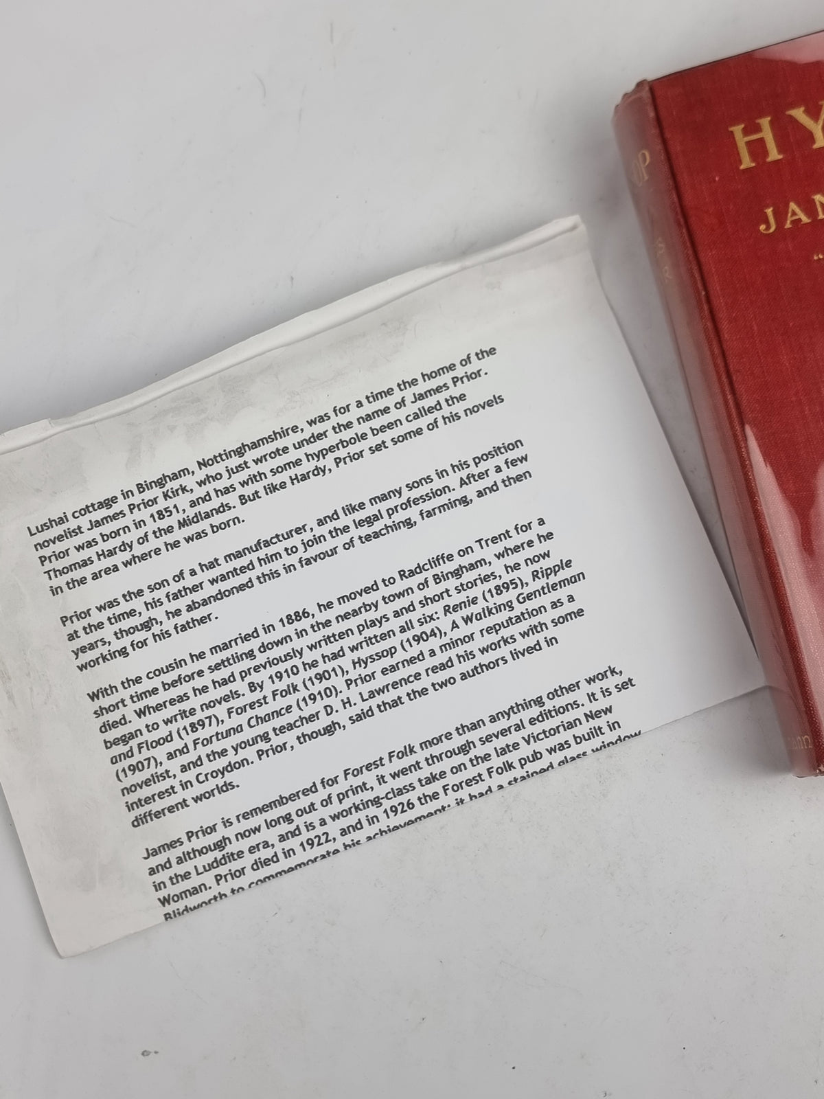 Hyssop, James Prior — 1st Edition, Signed