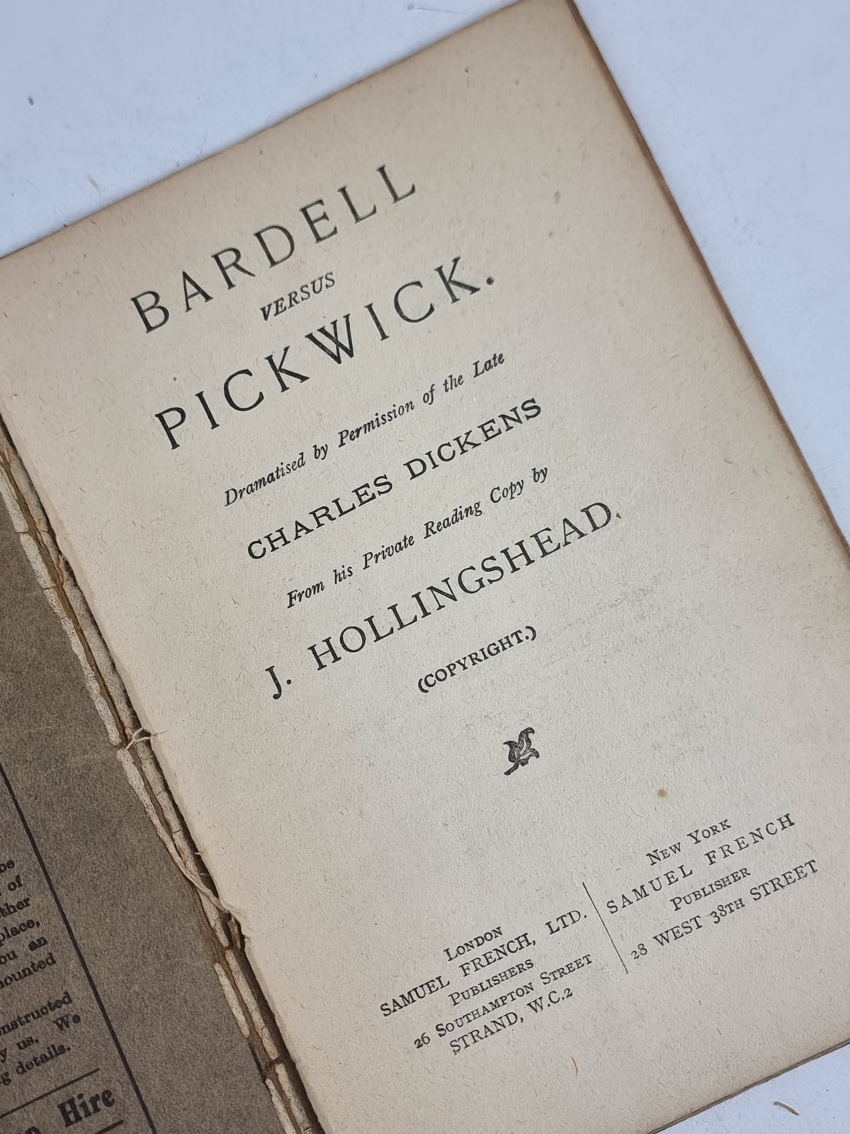 Bardell versus Pickwick, Charles Dickens & J. Hollingshead