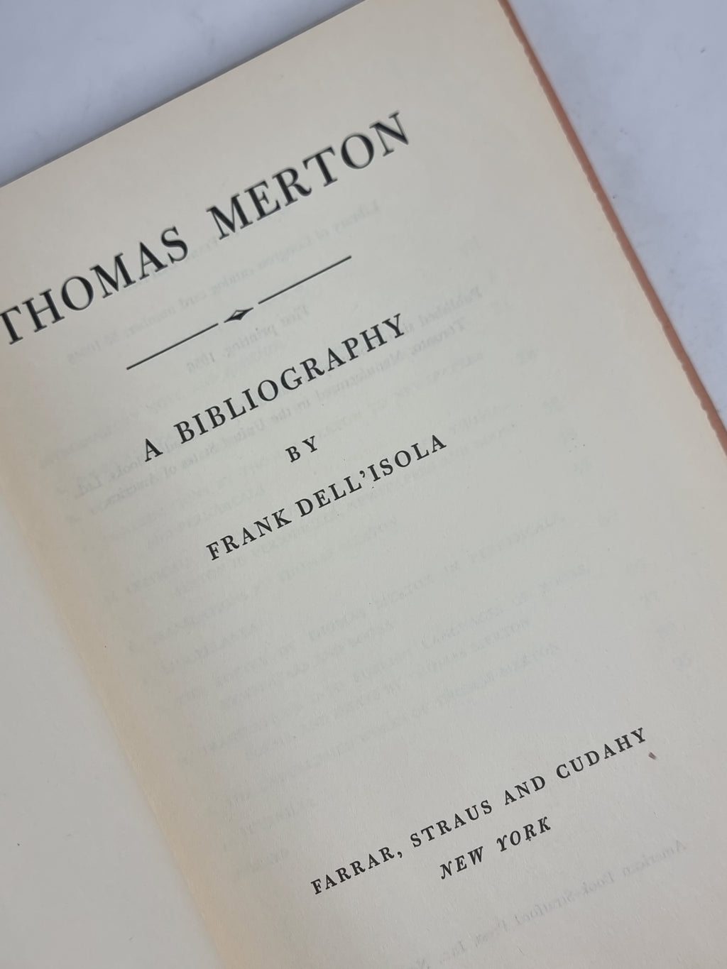 Thomas Merton: A Bibliography, Frank Dell'Isola — 1st Edition
