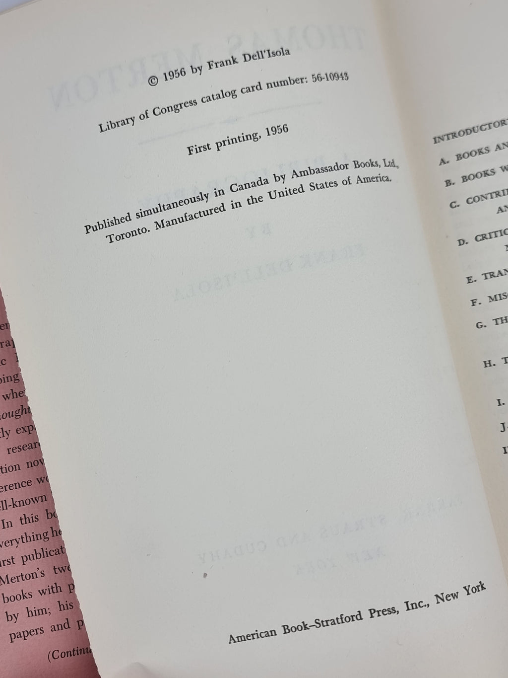Thomas Merton: A Bibliography, Frank Dell'Isola — 1st Edition