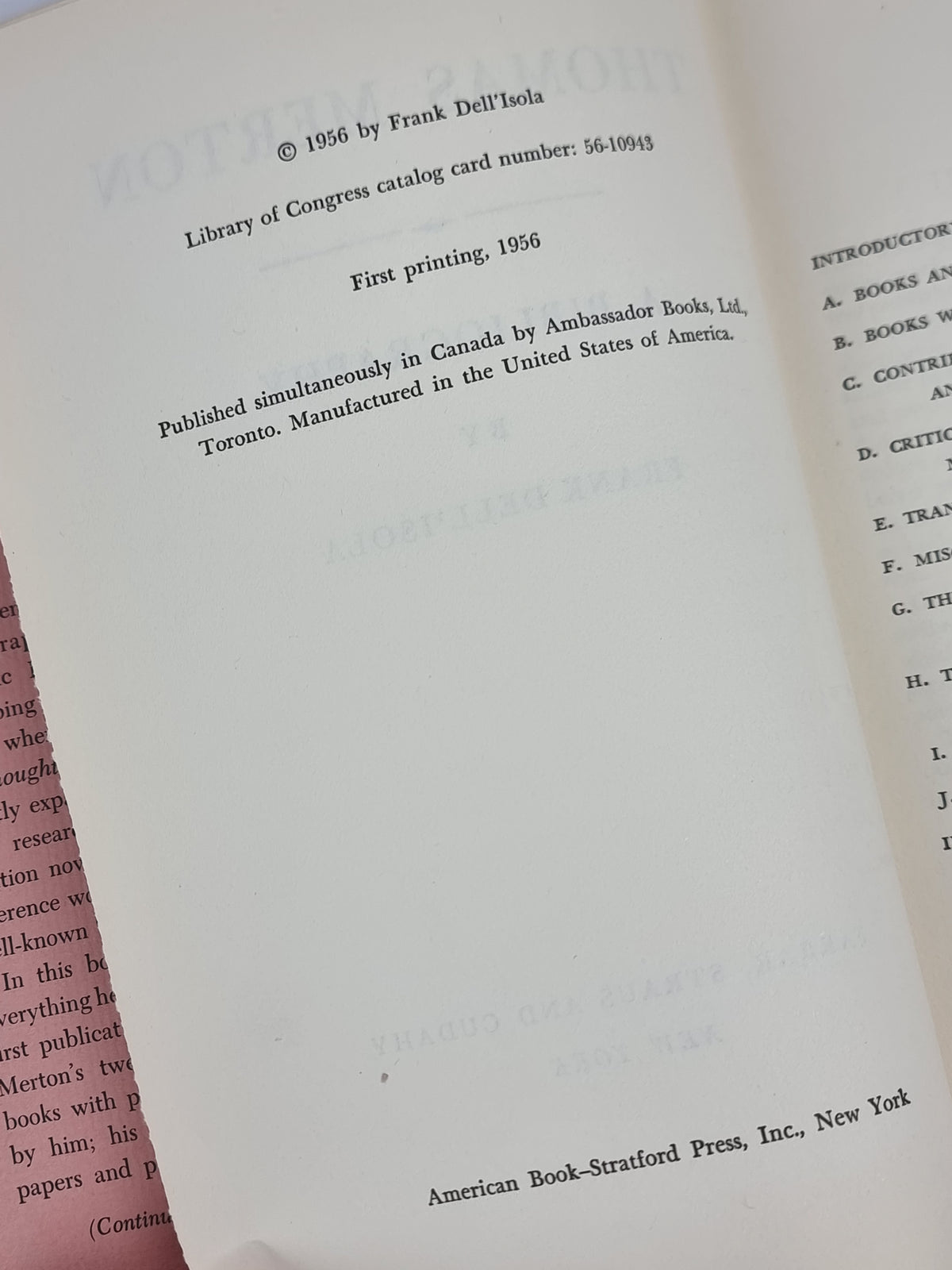 Thomas Merton: A Bibliography, Frank Dell'Isola — 1st Edition