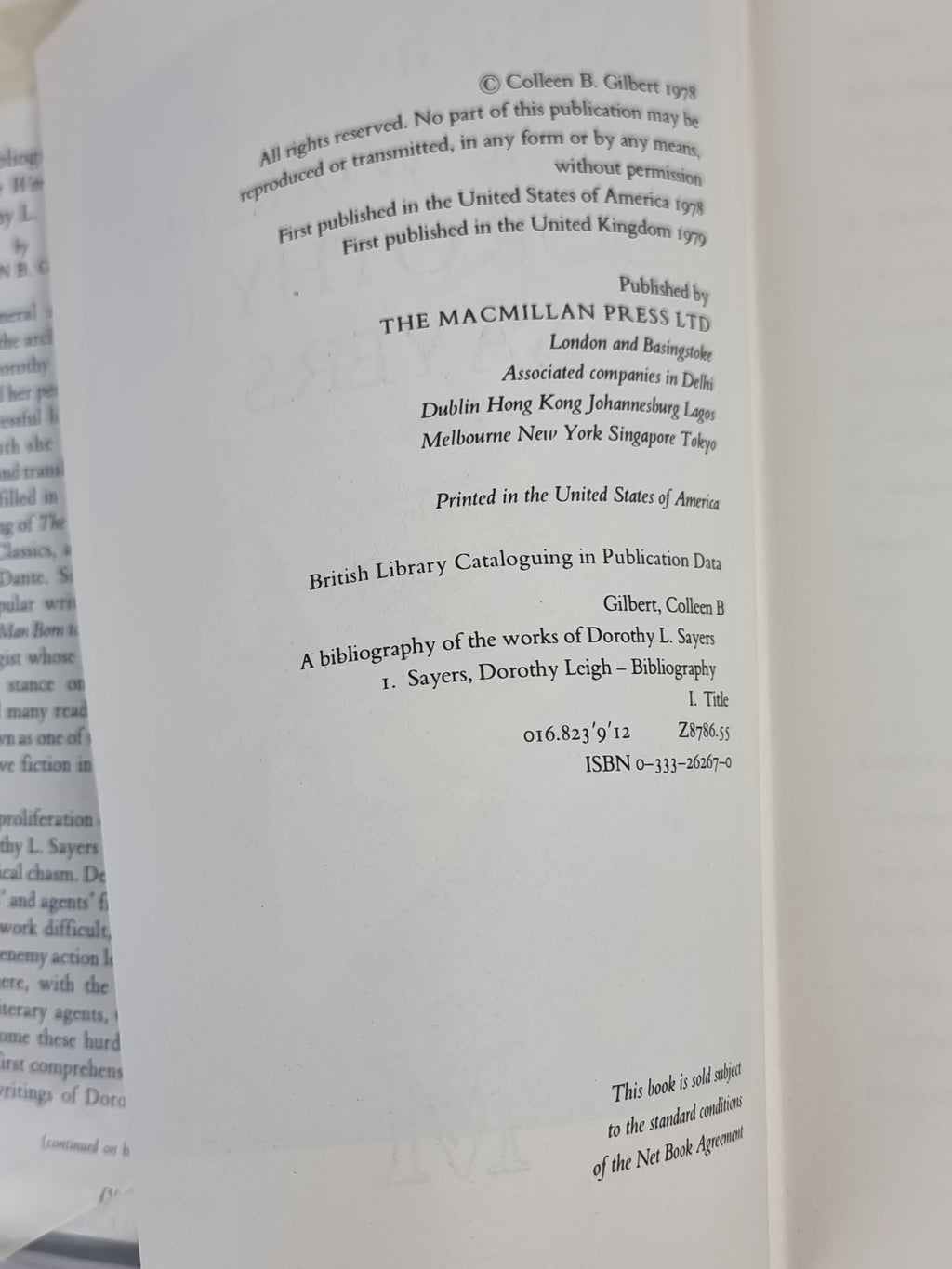 A Bibliography of the Works of Dorothy L. Sayers, Colleen B. Gilbert — 1st Ed