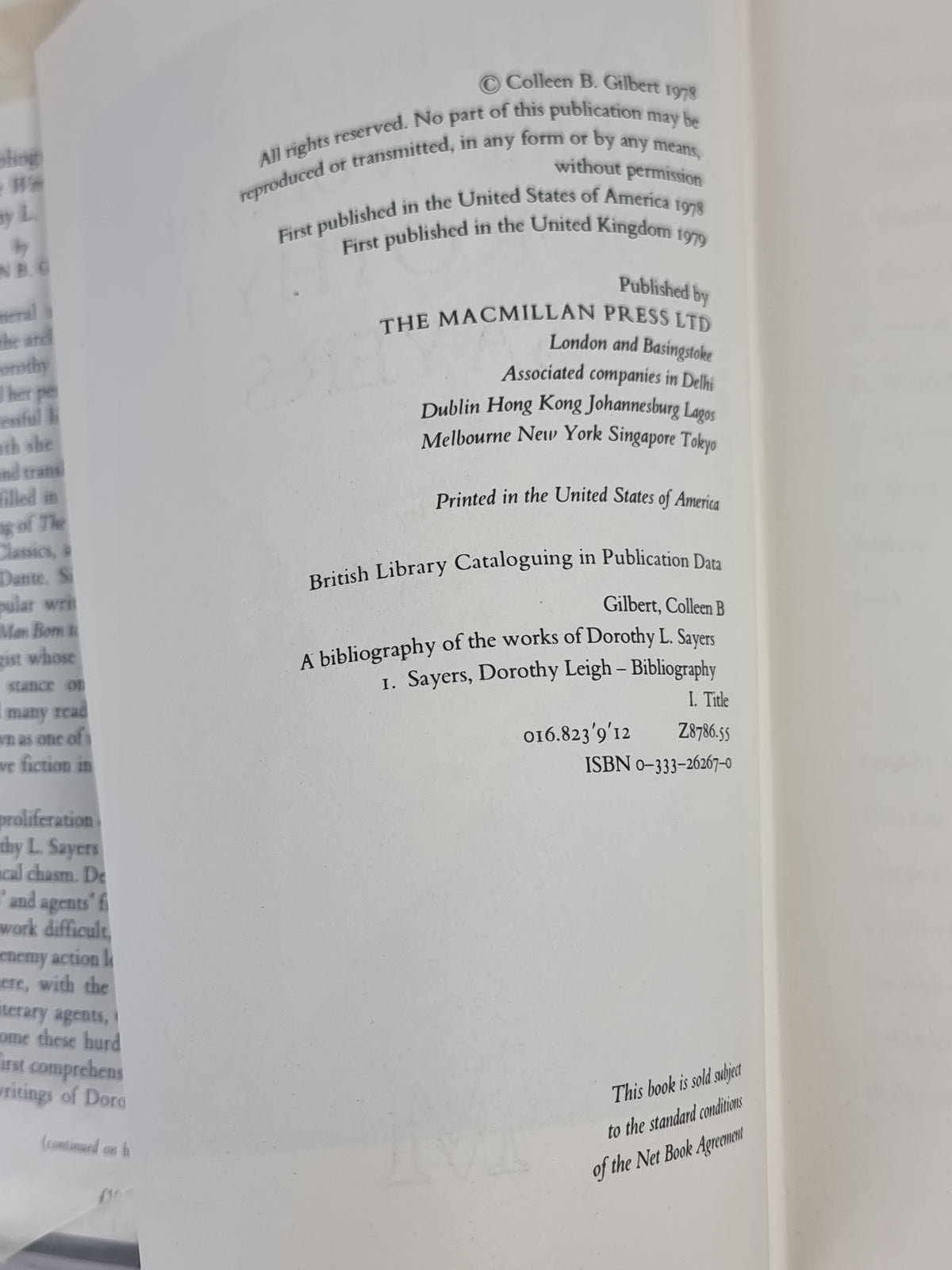 A Bibliography of the Works of Dorothy L. Sayers, Colleen B. Gilbert — 1st Ed