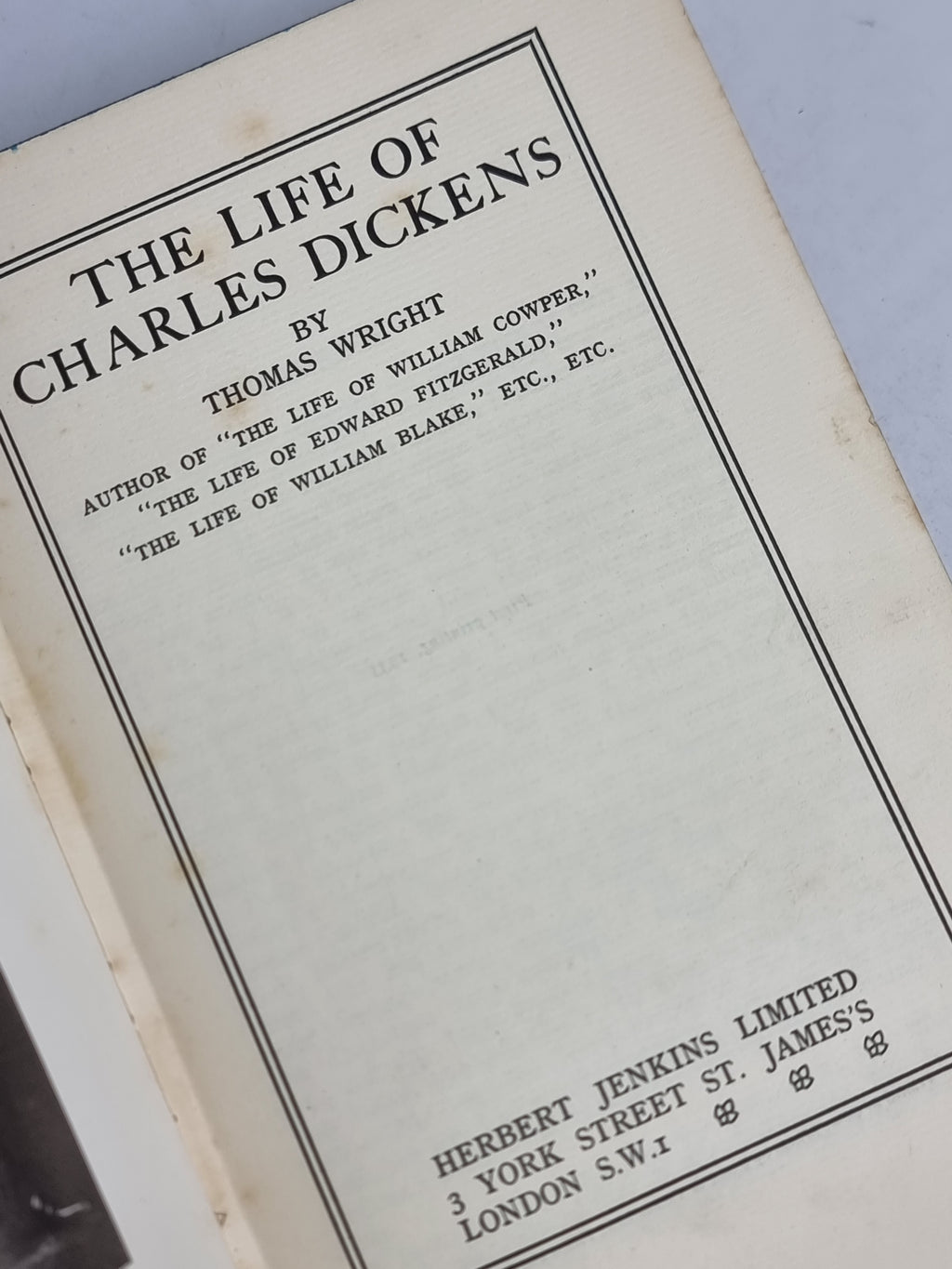 The Life of Charles Dickens, Thomas Wright — 1st Edition