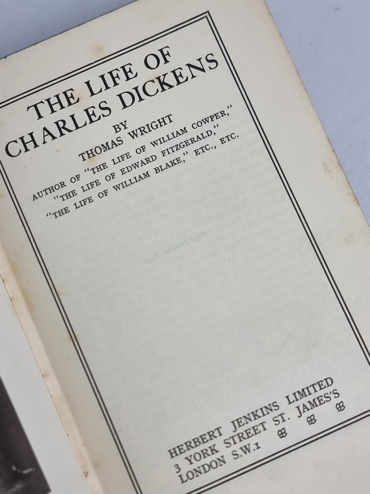 The Life of Charles Dickens, Thomas Wright — 1st Edition