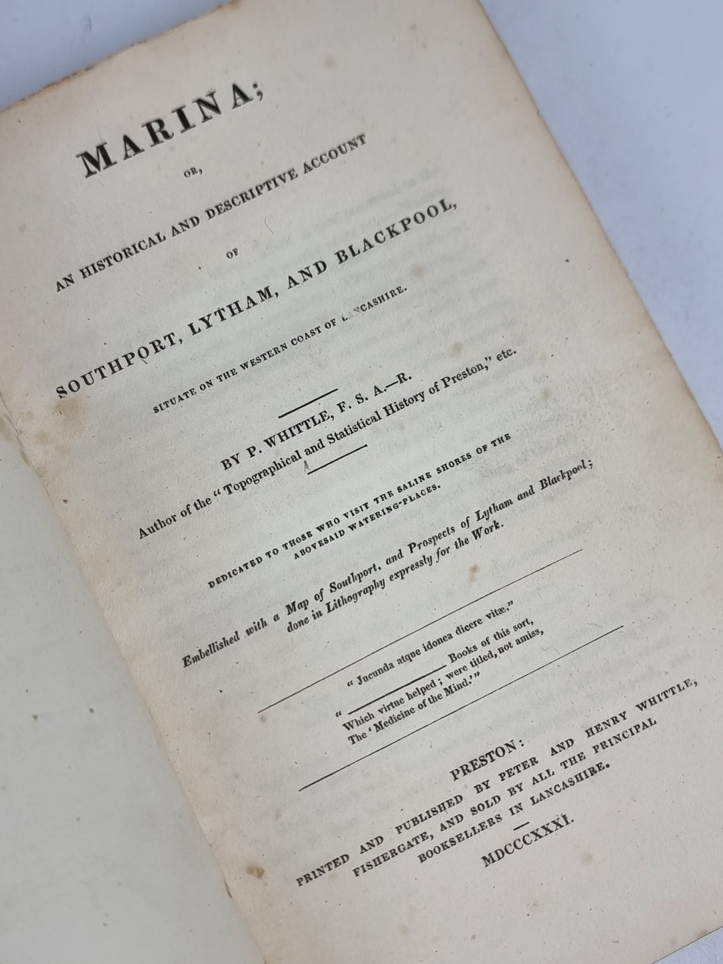 Marina; or, An Historical and Descriptive Account of Southport, Lytham... 1st Ed