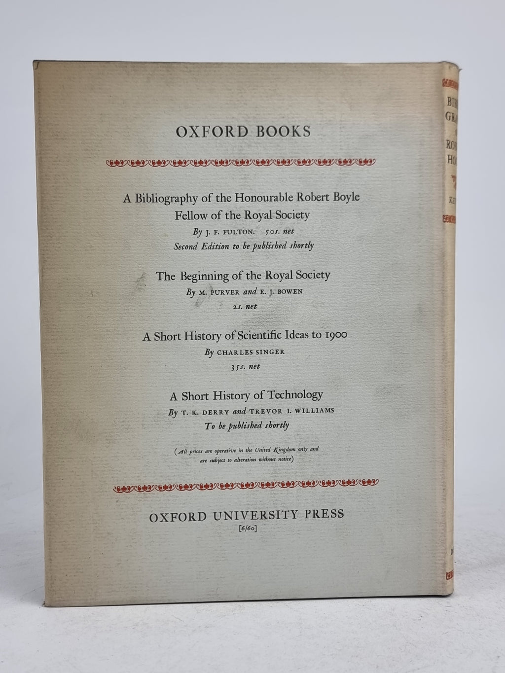 A Bibliography of Dr. Robert Hooke, Geoffrey Keynes — 1st Edition