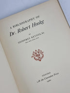 A Bibliography of Dr. Robert Hooke, Geoffrey Keynes — 1st Edition