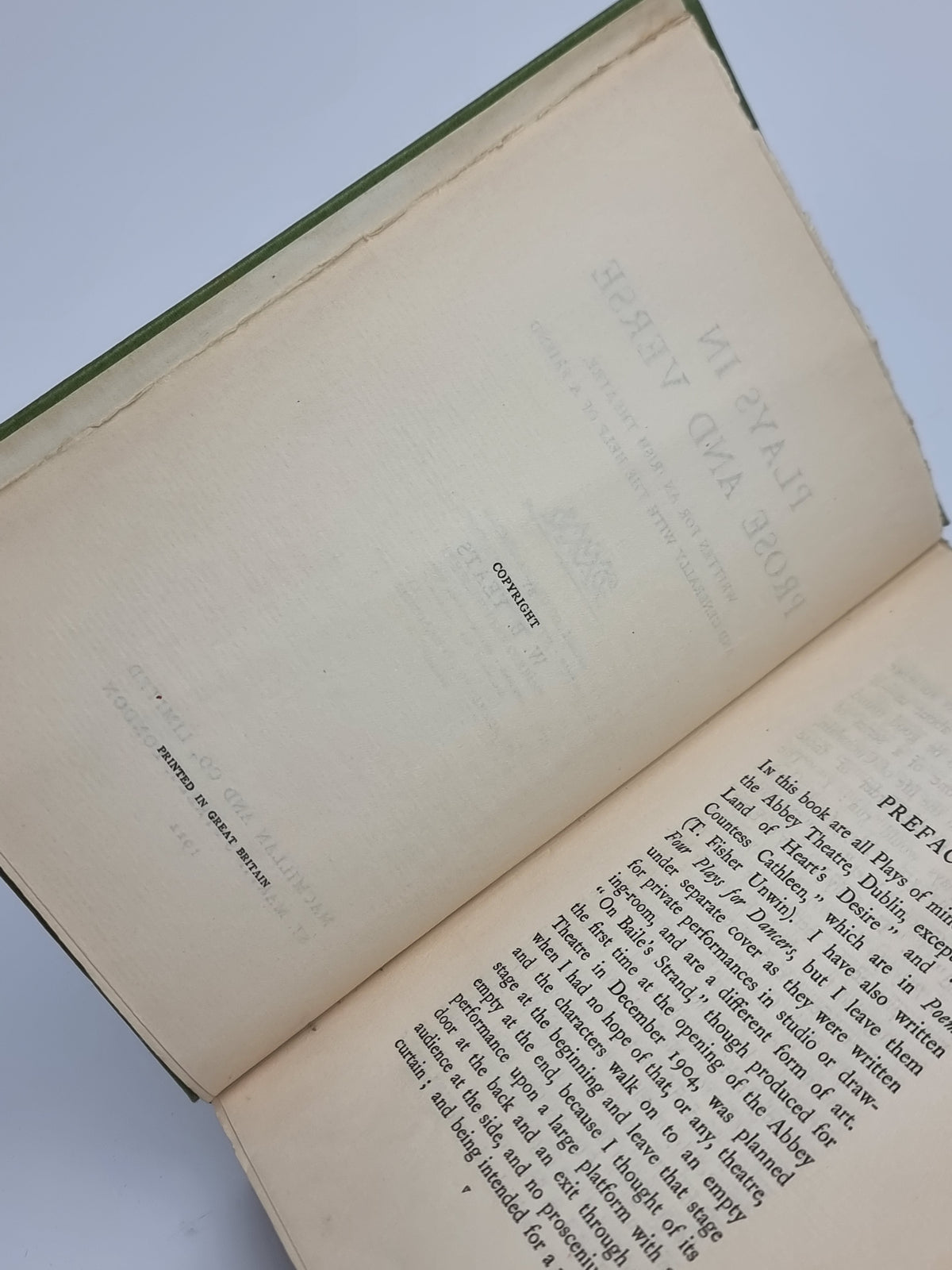 Plays in Prose and Verse, W. B. Yeats — 1st Edition, Limited