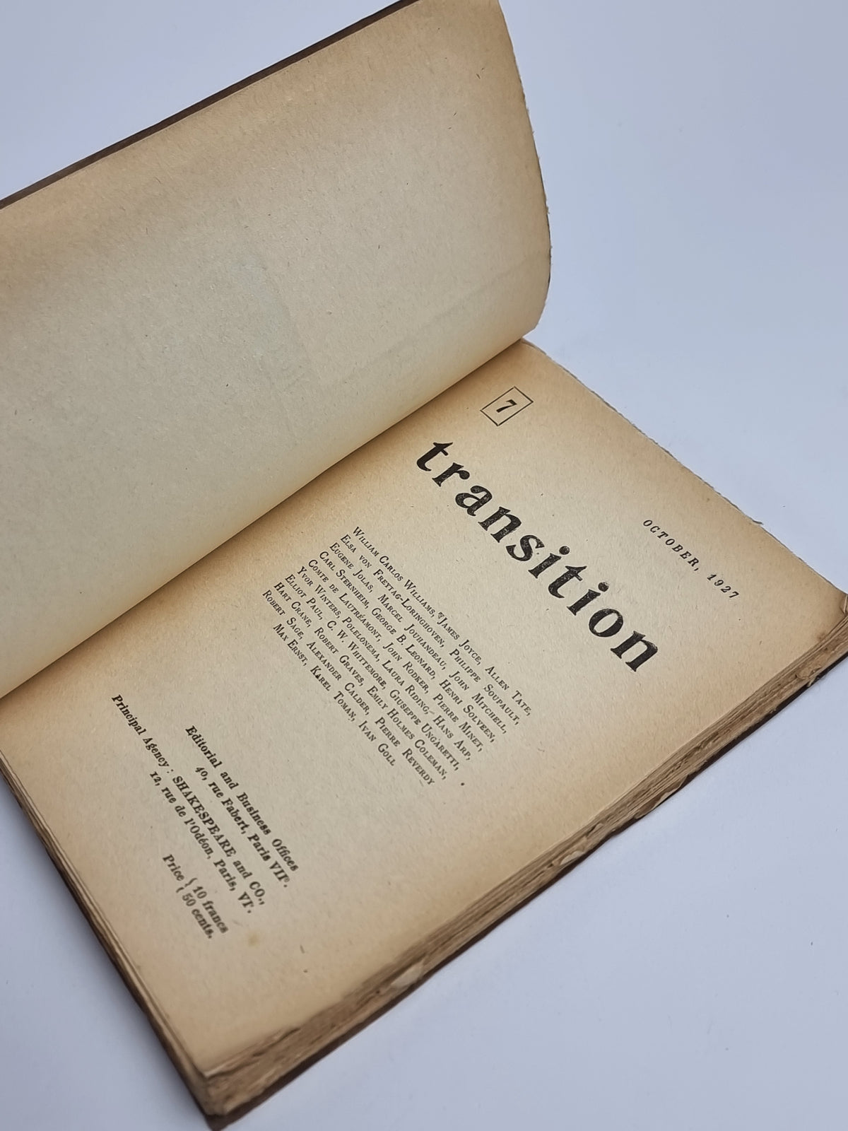 transition: Number 7 (October 1927), Eugene Jolas and Elliot Paul (Editors) — 1st Ed