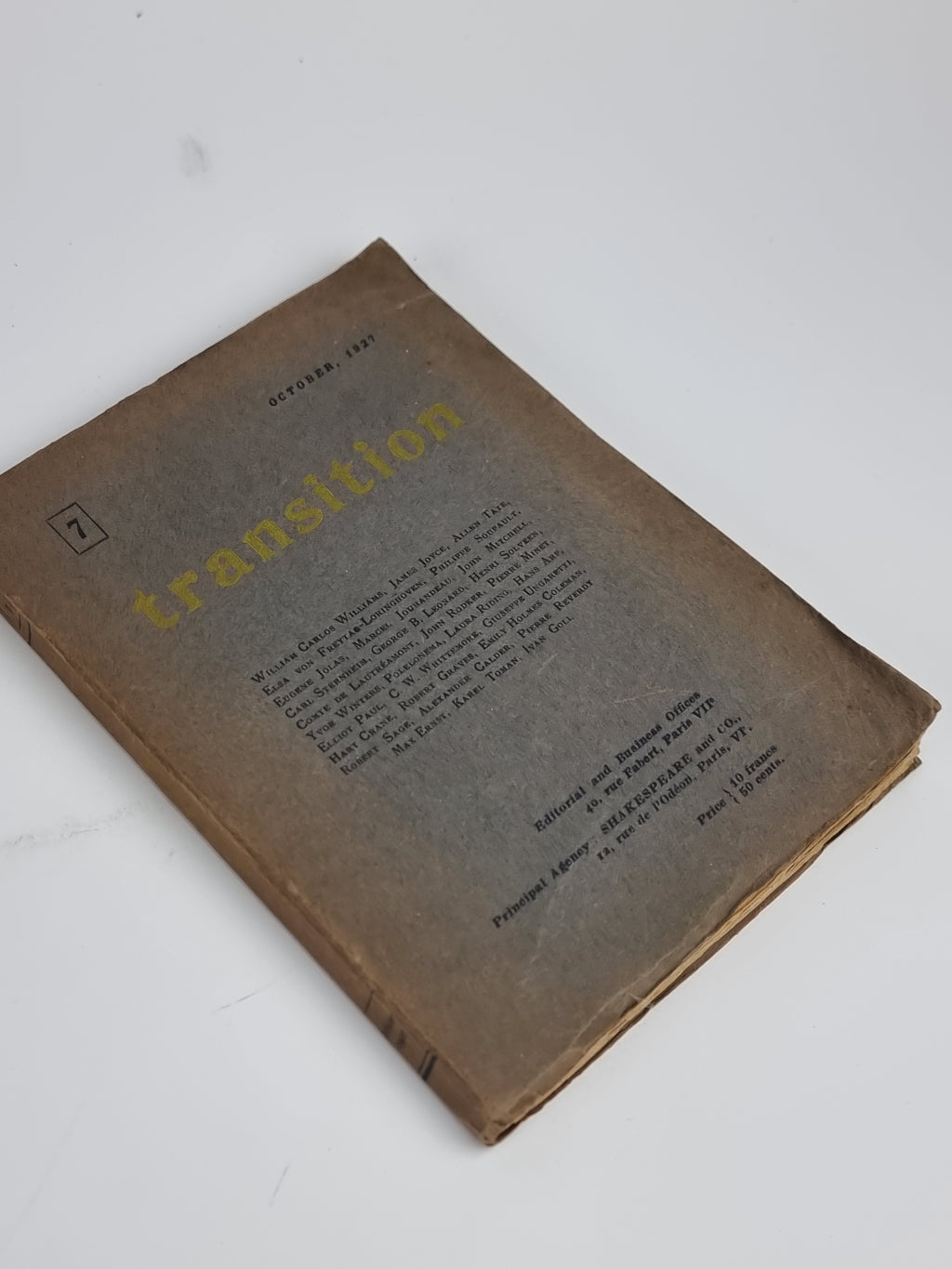 transition: Number 7 (October 1927), Eugene Jolas and Elliot Paul (Editors) — 1st Ed