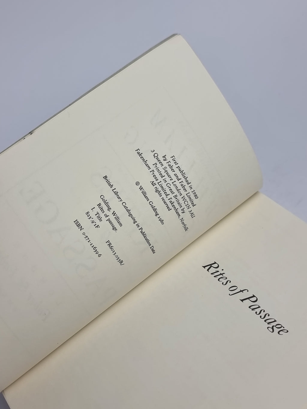 Rites of Passage, William Golding — Advance Proof