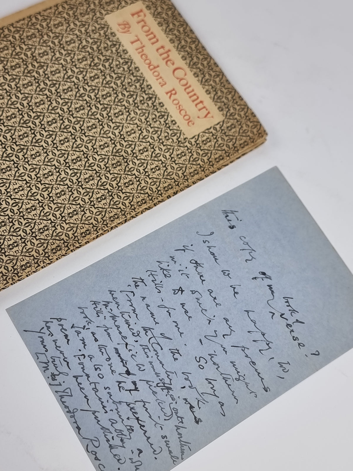 From the Country and Other Poems, Theodora Roscoe — 1st Edition, Signed