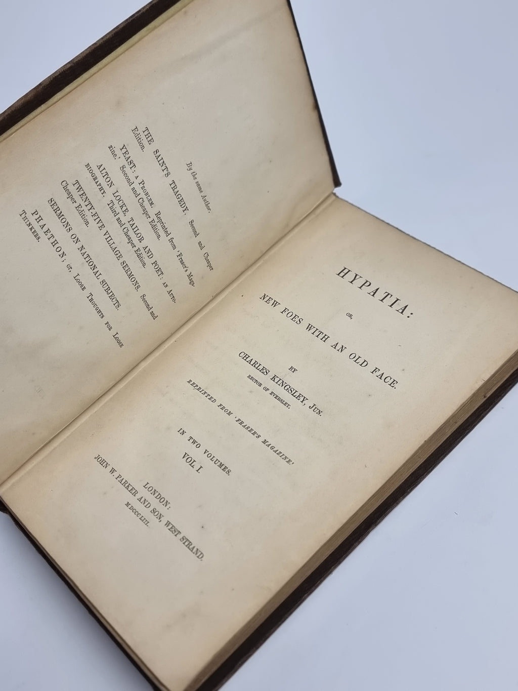 Hypatia: Or, New Foes with an Old Face, Charles Kingsley — 1st Edition