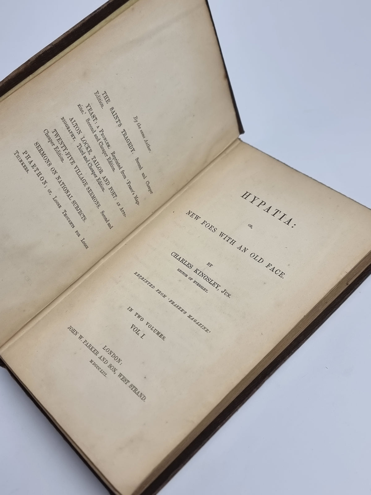 Hypatia: Or, New Foes with an Old Face, Charles Kingsley — 1st Edition