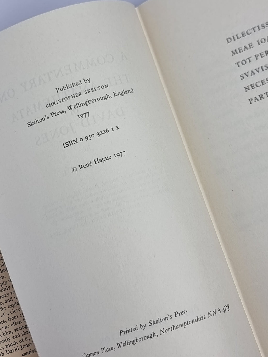 A Commentary on The Anathemata of David Jones, René Hague — 1st Edition