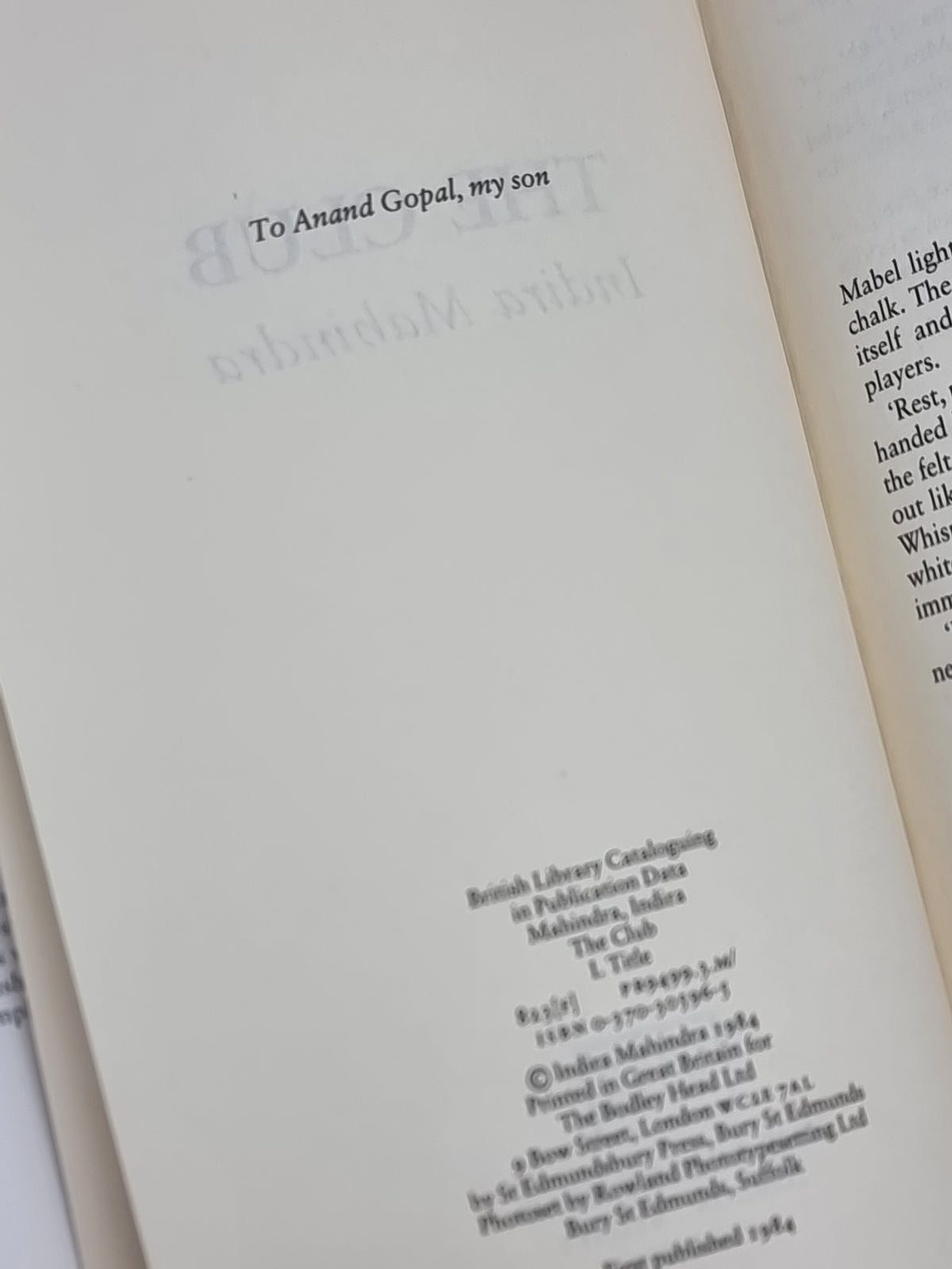 The Club, Indira Mahindra — 1st Edition