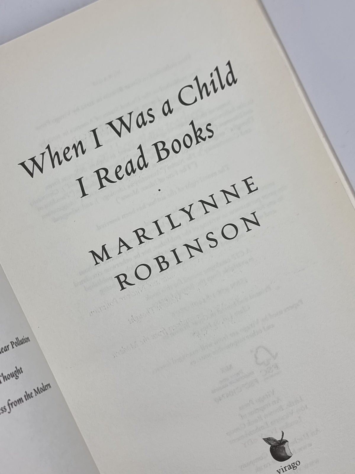 When I Was a Child I Read Books, Marilynne Robinson — 1st Edition