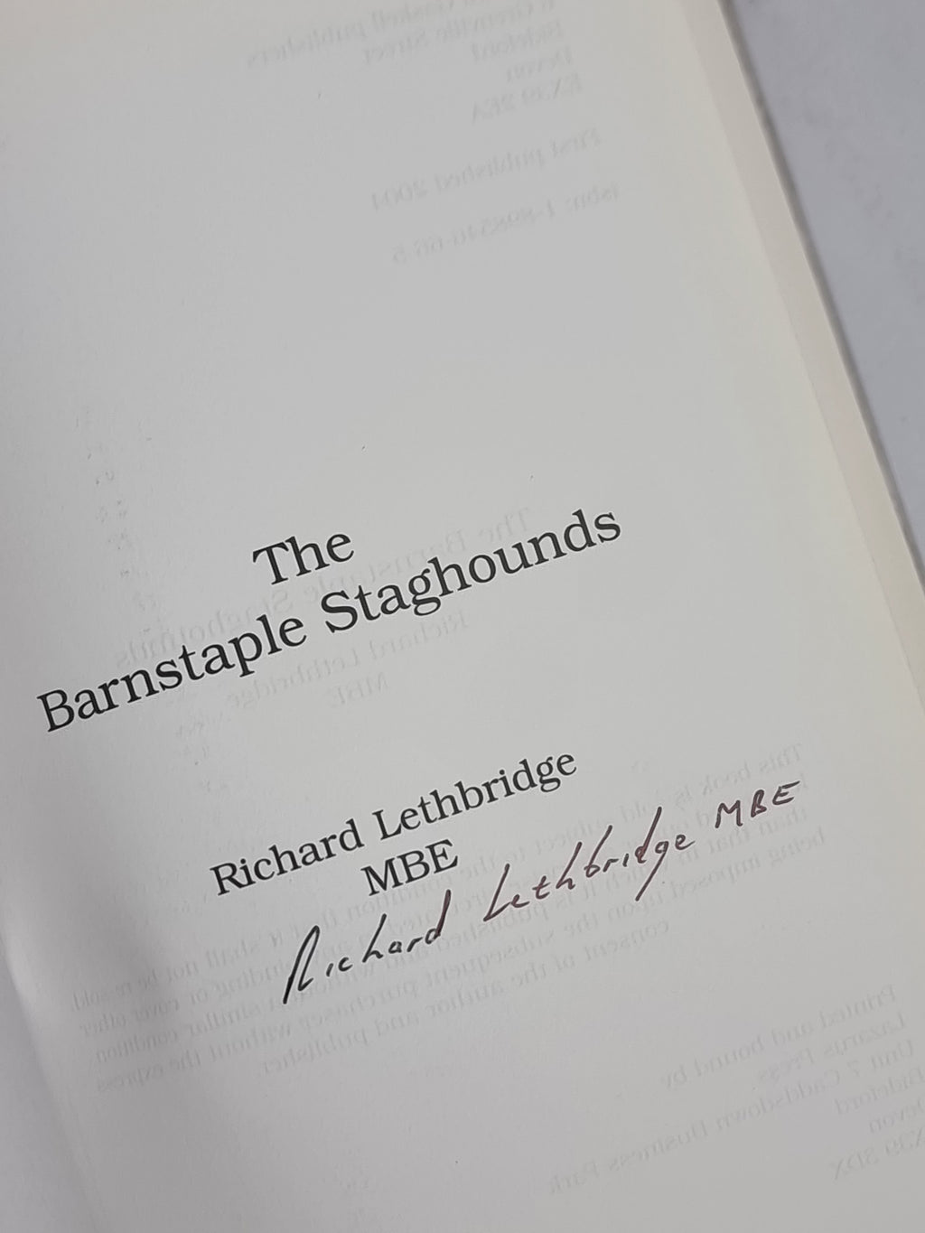 The Barnstaple Staghounds, Richard Lethbridge MBE — 1st Edition