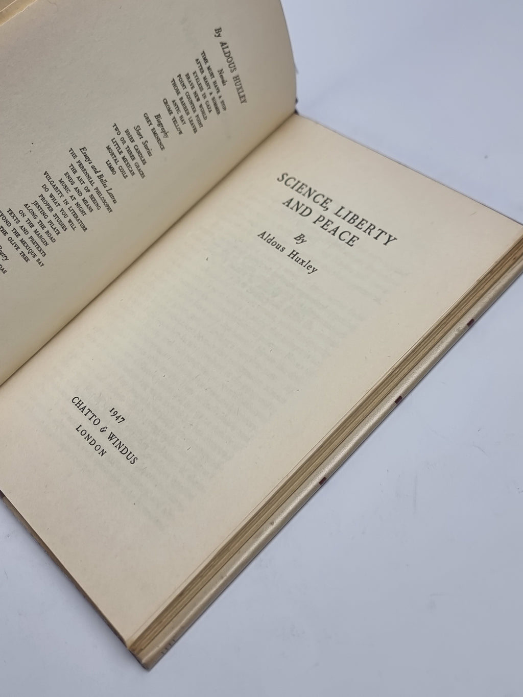 Science, Liberty and Peace, Aldous Huxley — 1st Edition