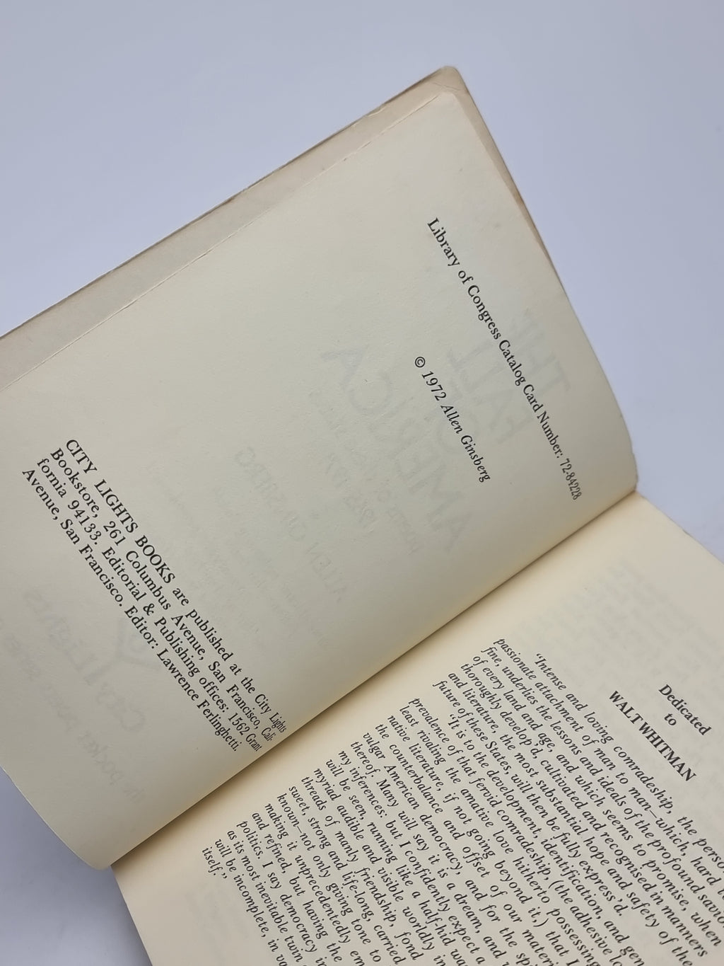 The Fall of America: Poems of These States 1965-1971, Allen Ginsberg — 1st Ed