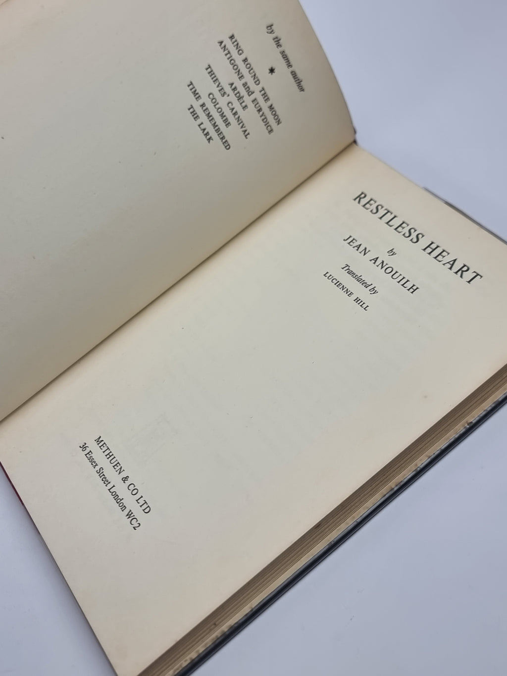 Restless Heart, Jean Anouilh — 1st Edition