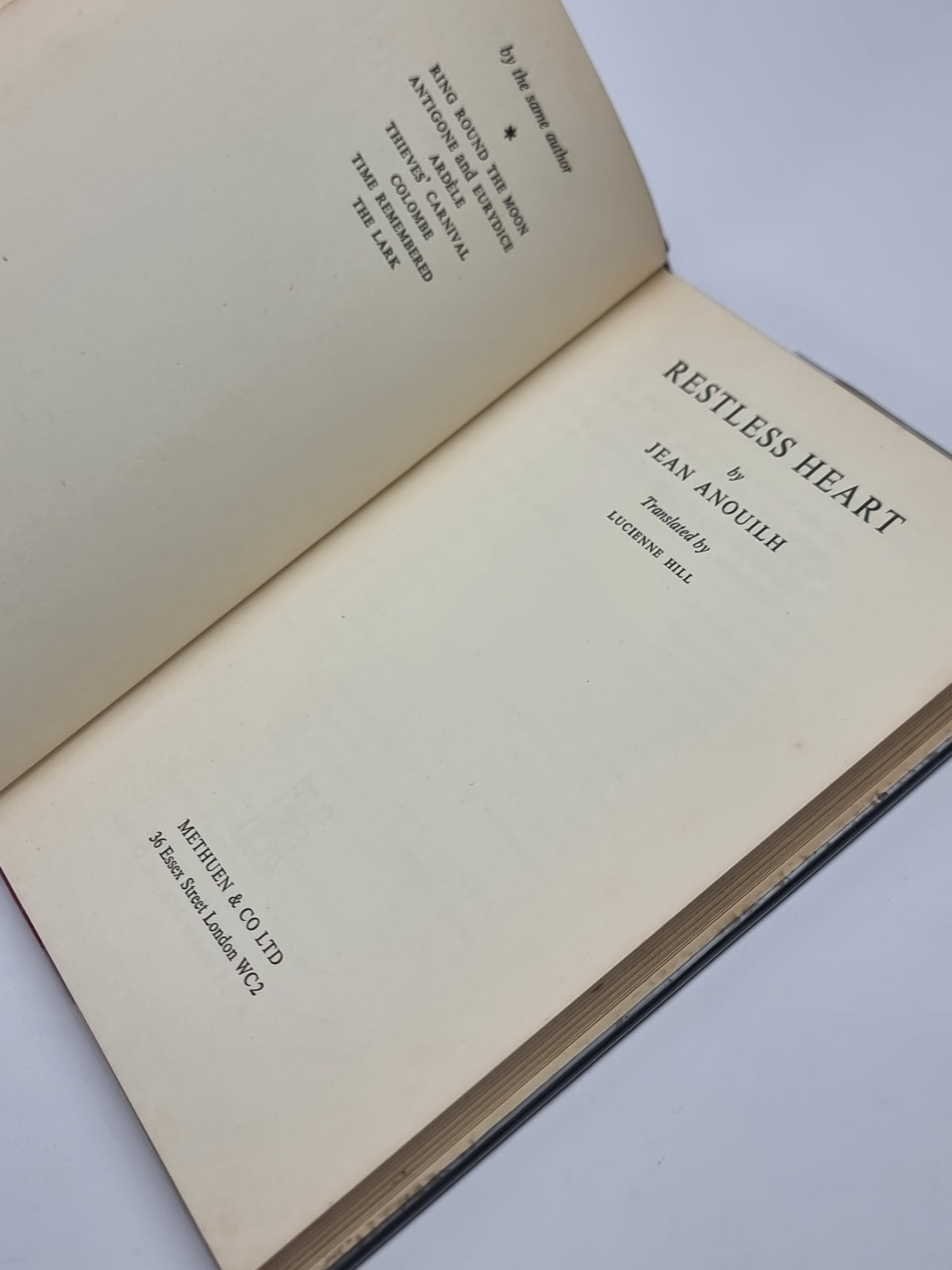 Restless Heart, Jean Anouilh — 1st Edition