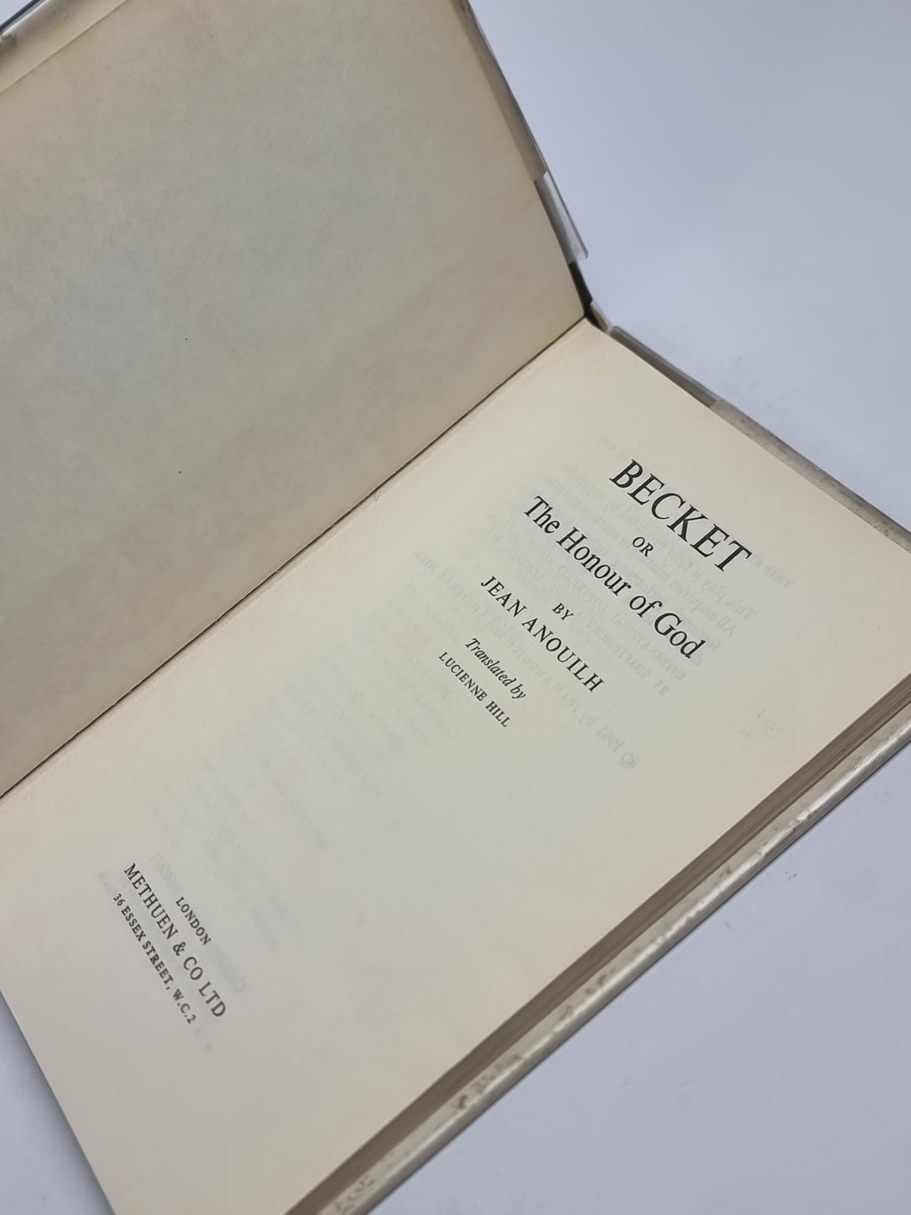 Becket or The Honour of God, Jean Anouilh — 1st Edition