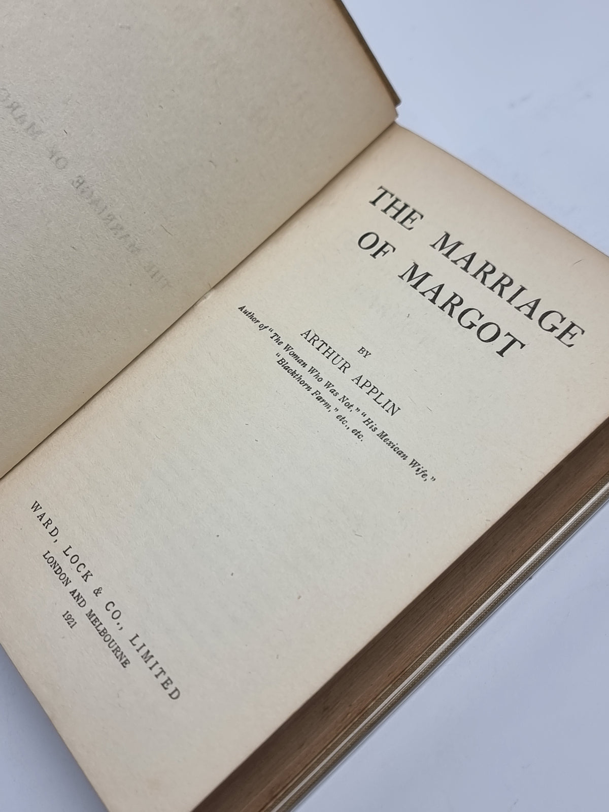 The Marriage of Margot, Arthur Applin — 1st Edition, Signed & Inscribed