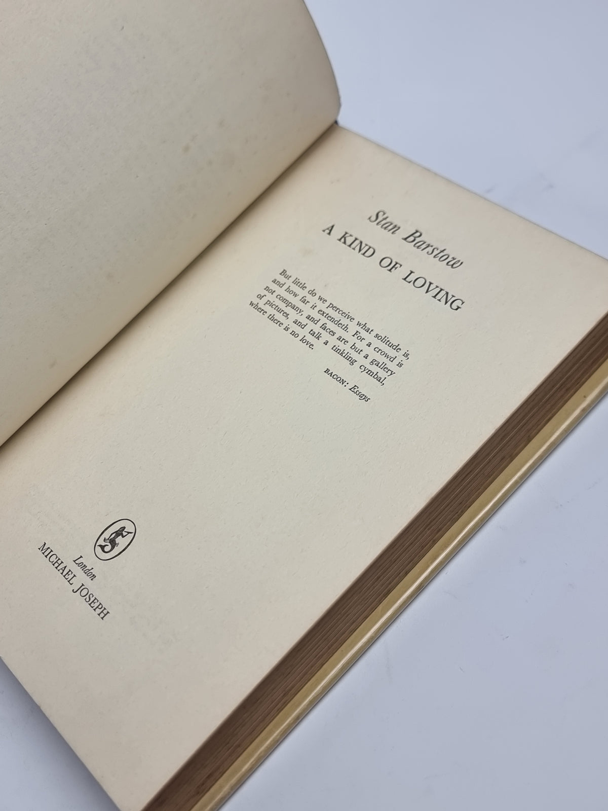 A Kind of Loving, Stan Barstow — 1st Edition
