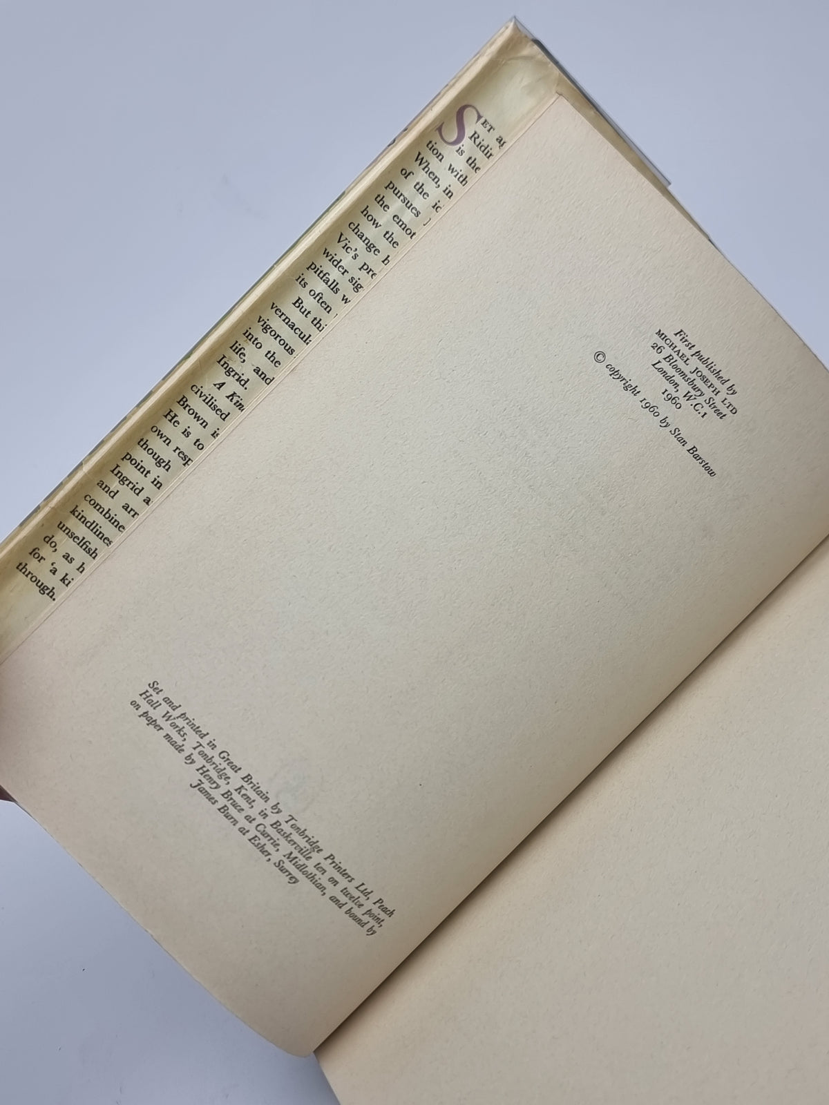 A Kind of Loving, Stan Barstow — 1st Edition