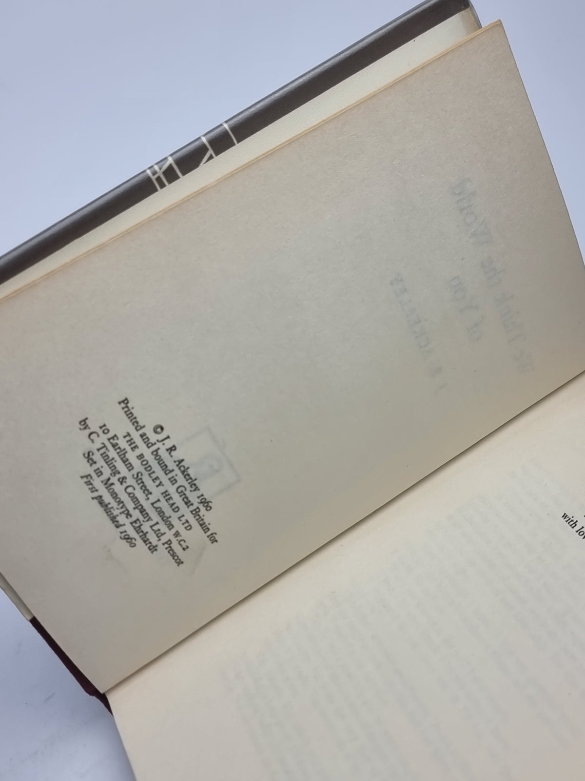 We Think the World of You, J. R. Ackerley — 1st Edition