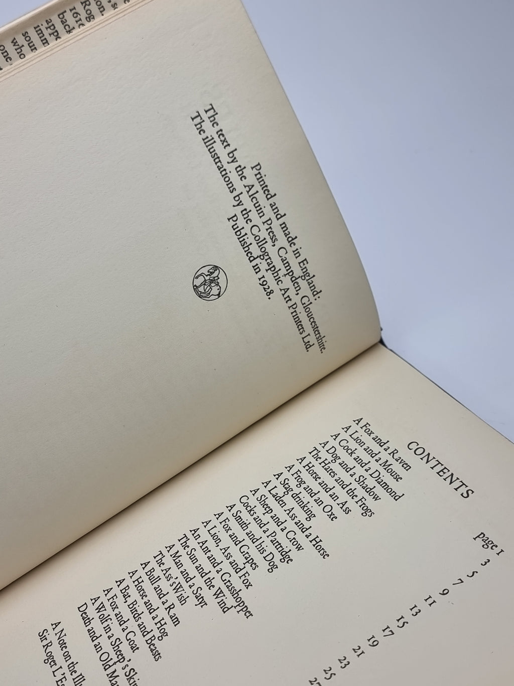 Twenty Four Fables of Aesop and Other Eminent Mythologists, Aesop — 1st Ed