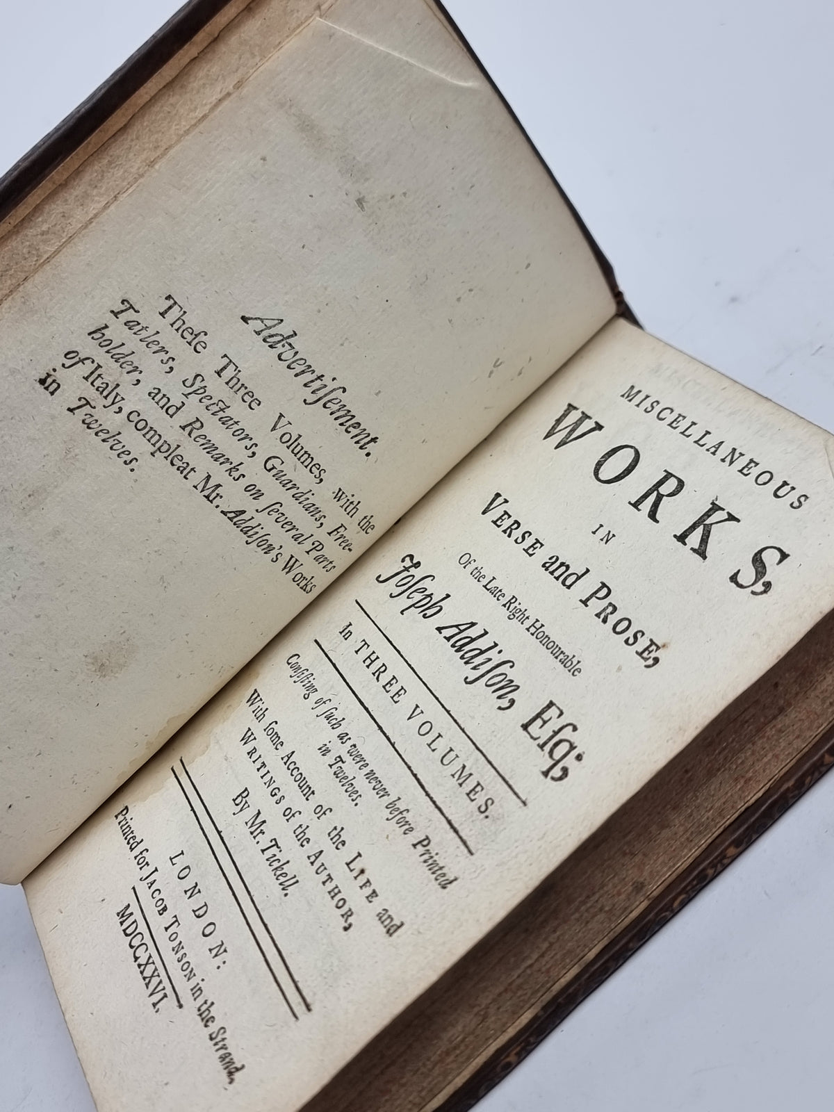 Miscellaneous Works, in Verse and Prose, Joseph Addison