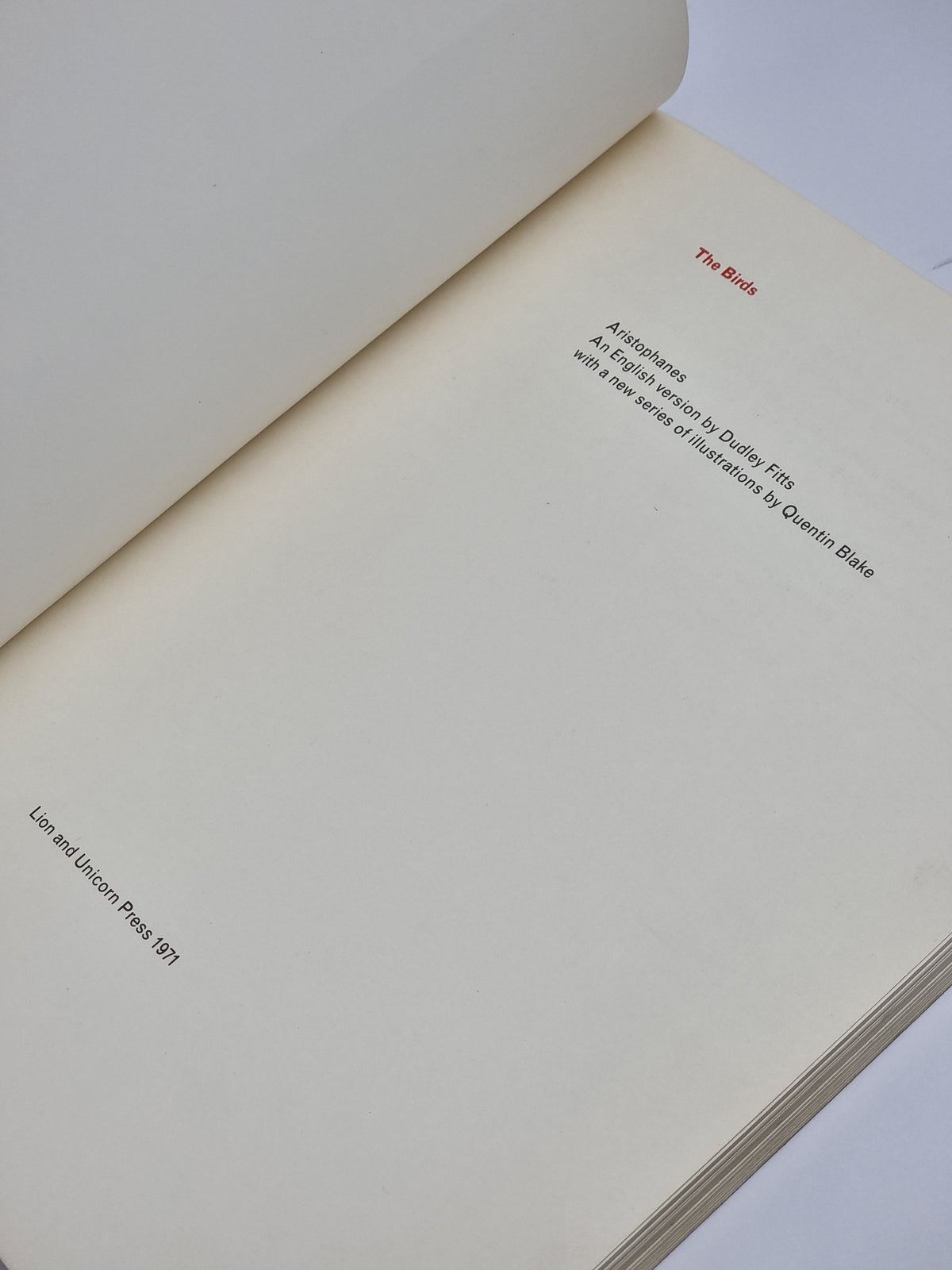 The Birds, Aristophanes — 1st Edition