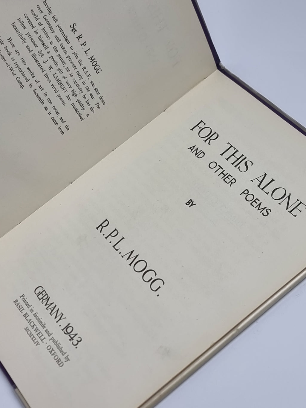 For This Alone and Other Poems, R. P. L. Mogg — 1st Edition
