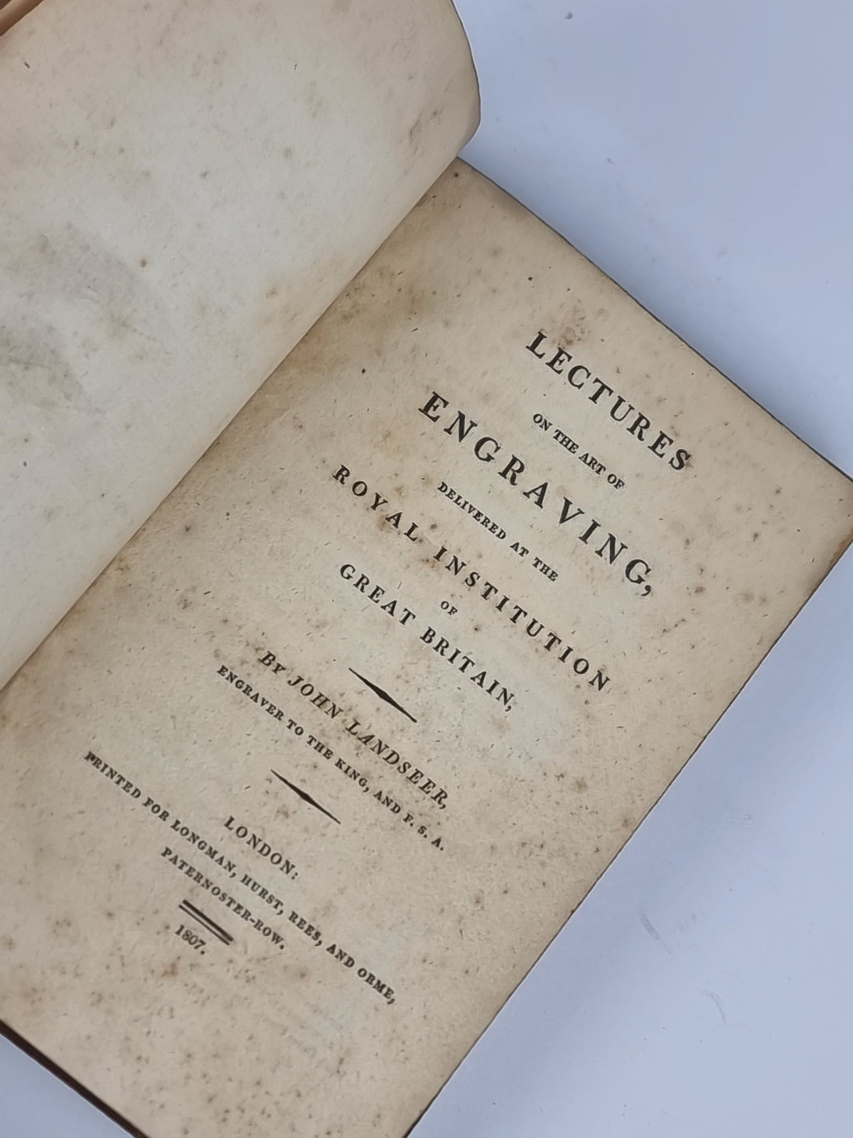 Lectures on the Art of Engraving, John Landseer — 1st Edition