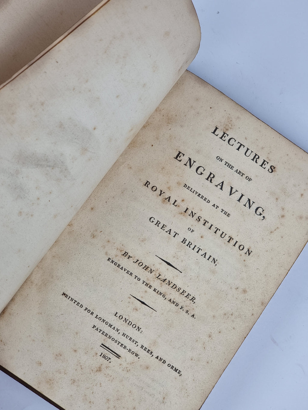 Lectures on the Art of Engraving, John Landseer — 1st Edition