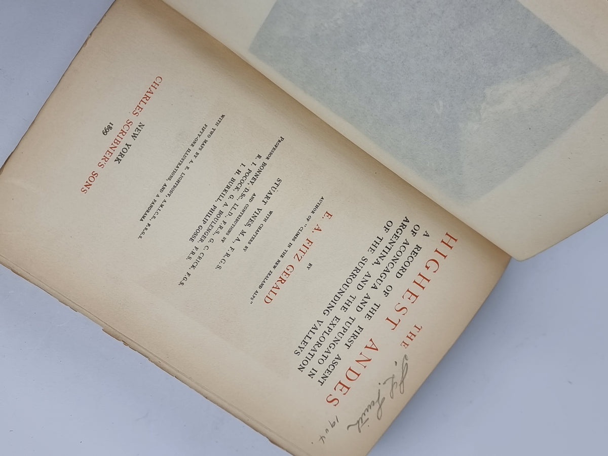 The Highest Andes, E. A. Fitz Gerald — 1st Edition