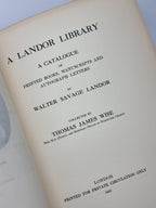 A Landor Library: A Catalogue of Printed Books, Manuscripts and Autograph...