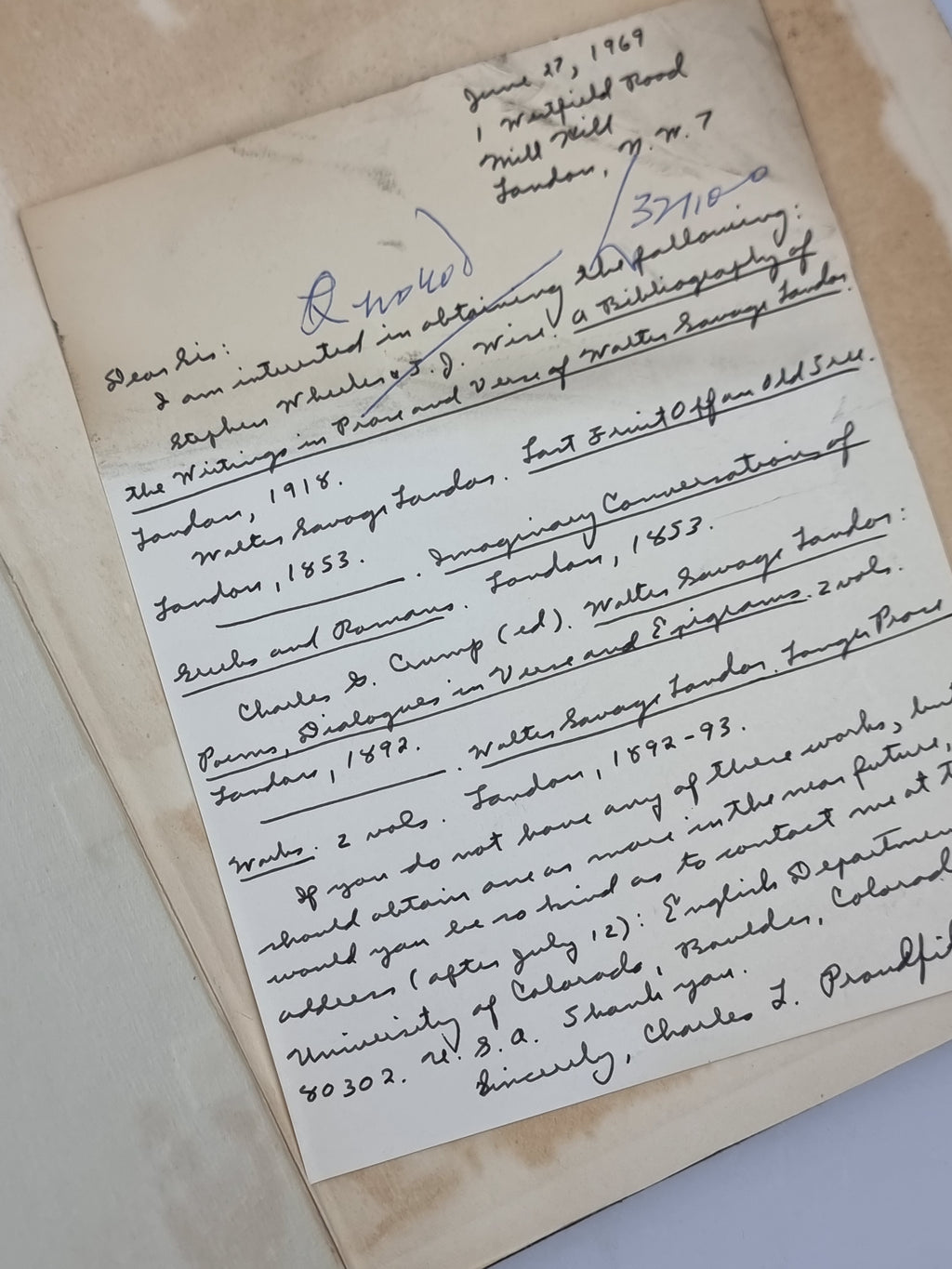 A Landor Library: A Catalogue of Printed Books, Manuscripts and Autograph...